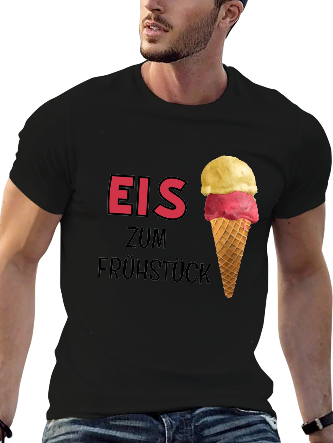 Eis Zum Frühstück Black T-Shirt