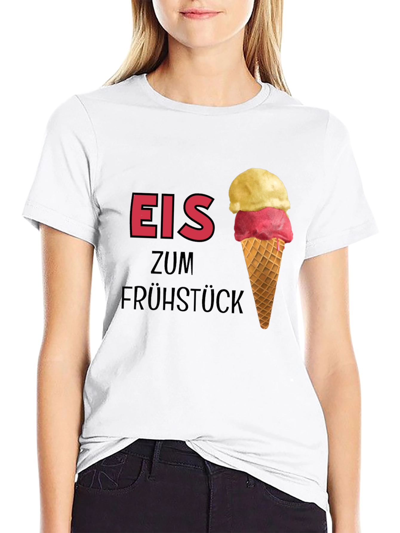 Eis Zum Frühstück Black T-Shirt