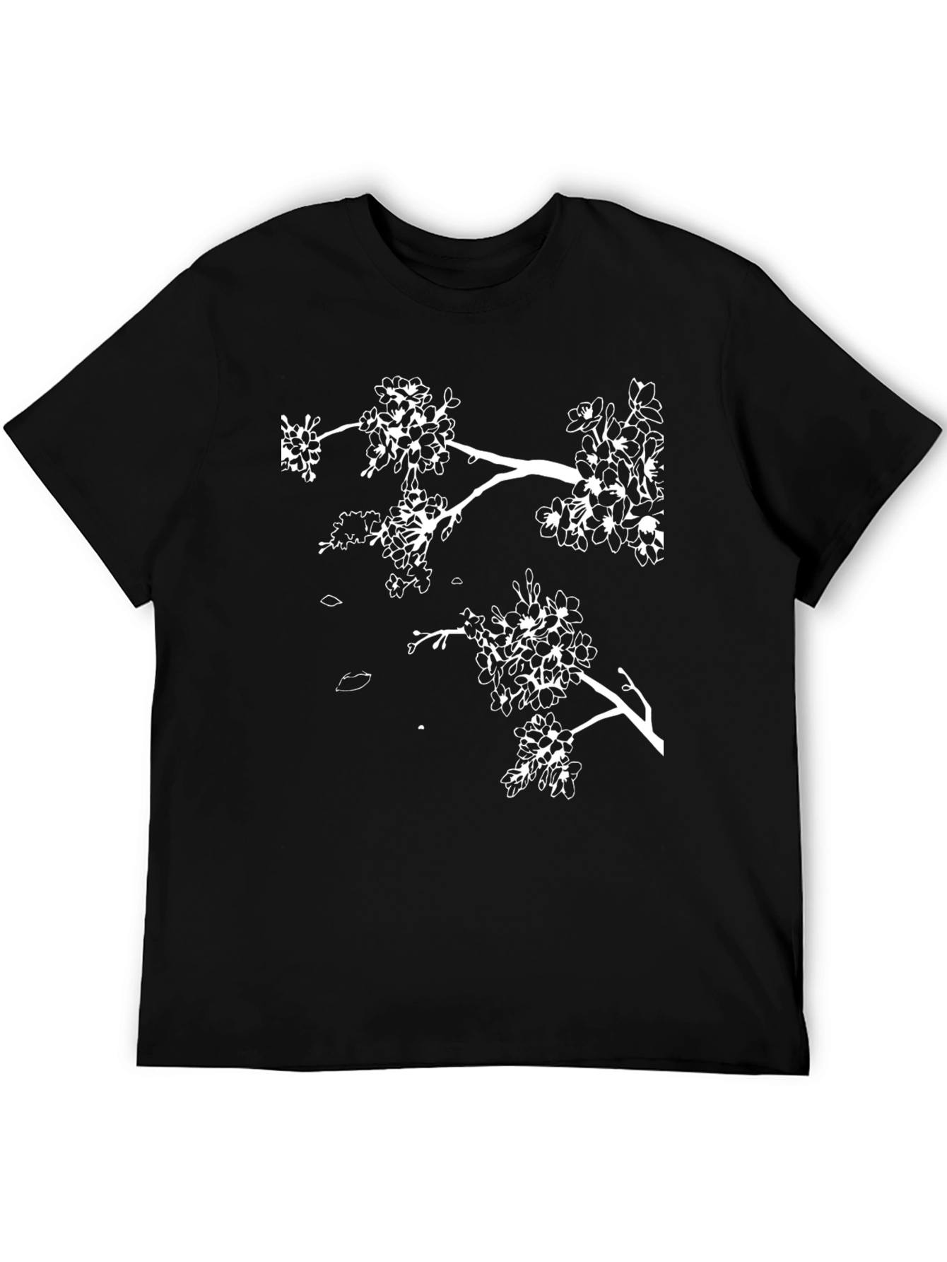 Black Blossom Tee - Minimalist Floral Design