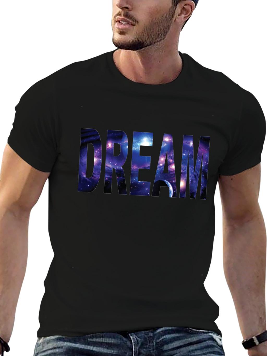 Dream Galaxy Print Black T-Shirt