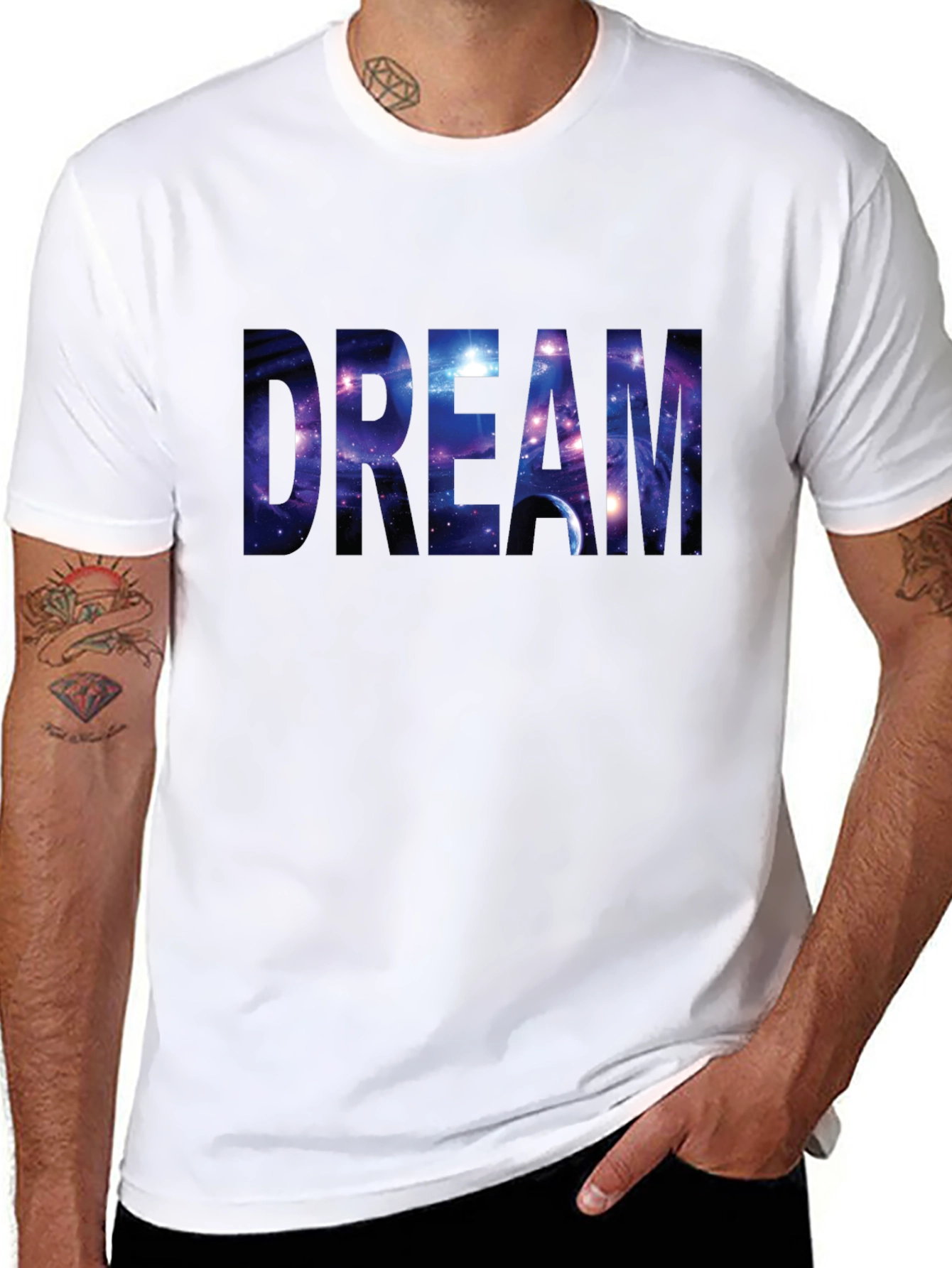 Dream Galaxy Print Black T-Shirt