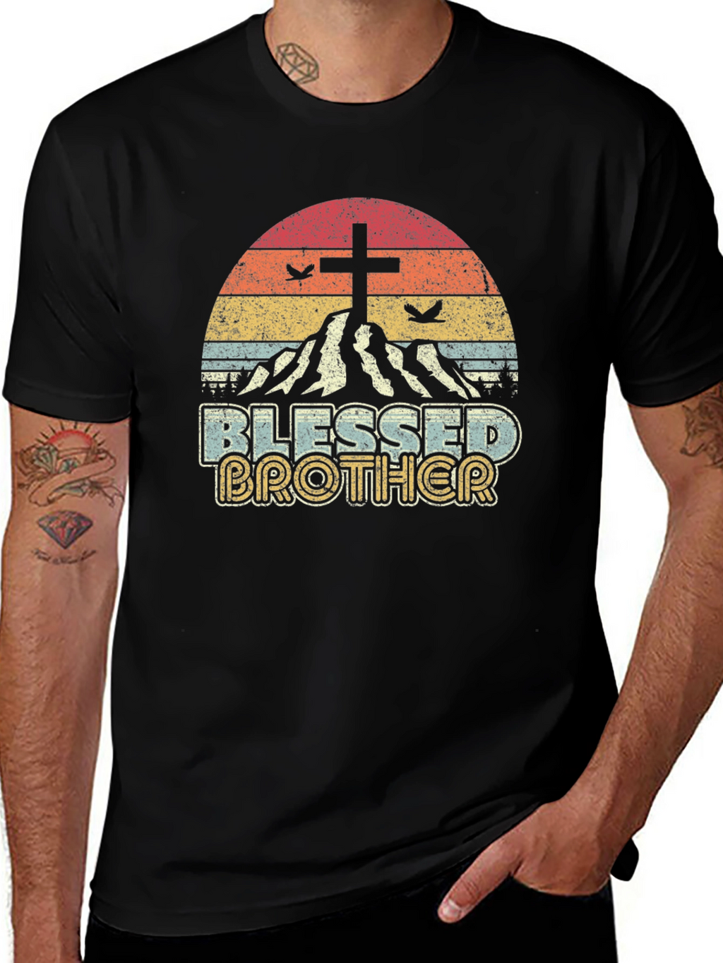 Blessed Brother Christian Graphic Tee - Black