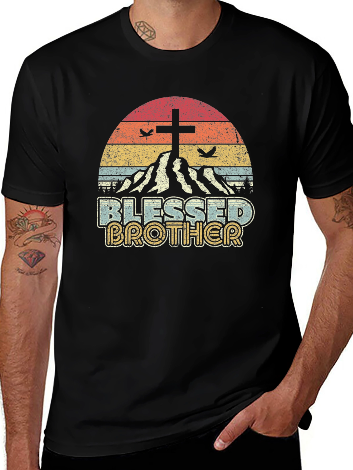 Blessed Brother Christian Graphic Tee - Black