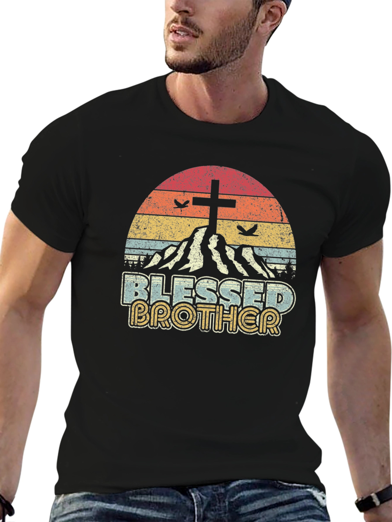Blessed Brother Christian Graphic Tee - Black