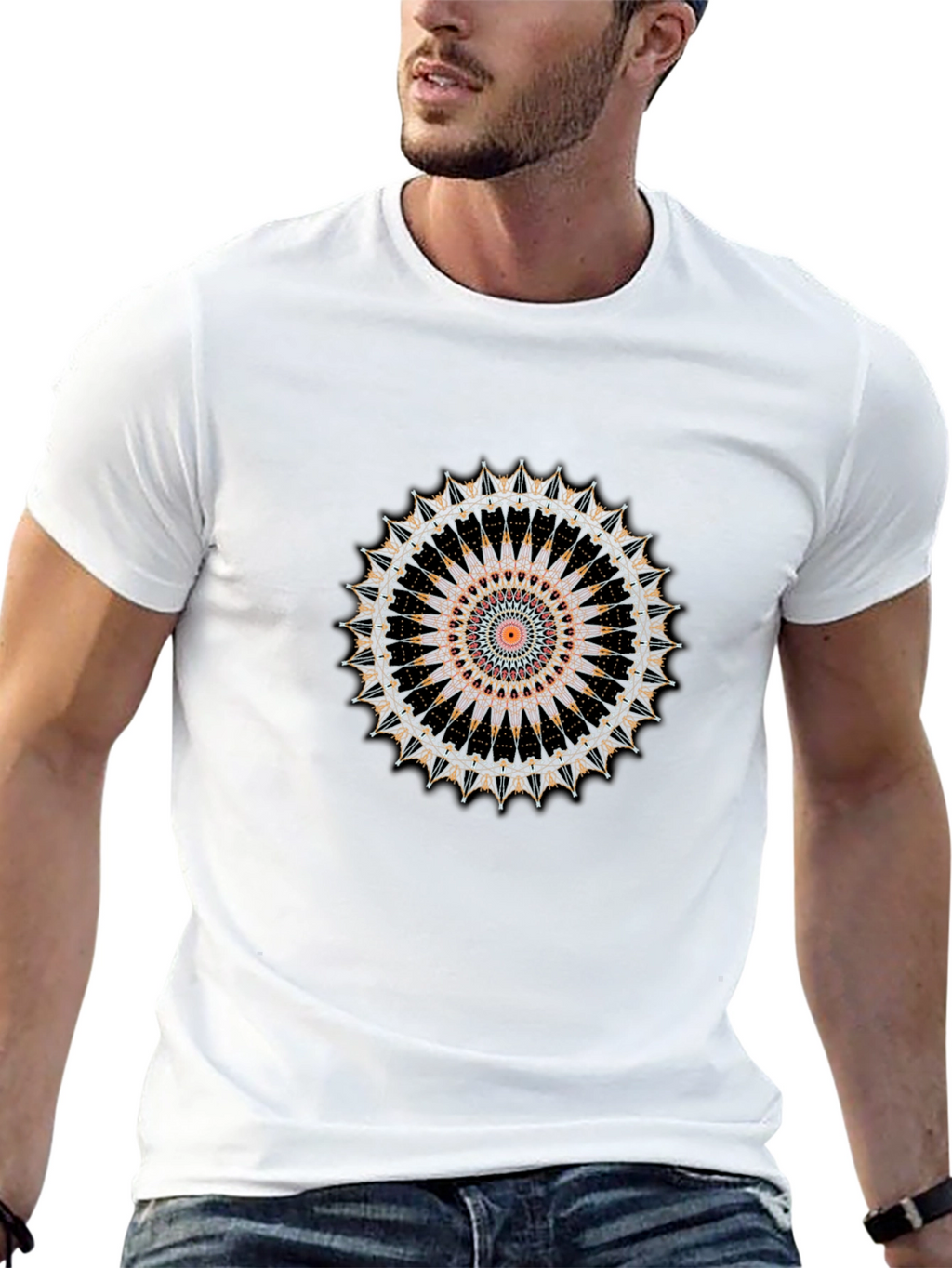 Mandala Graphic Tee - Stylish Mens Black T-Shirt