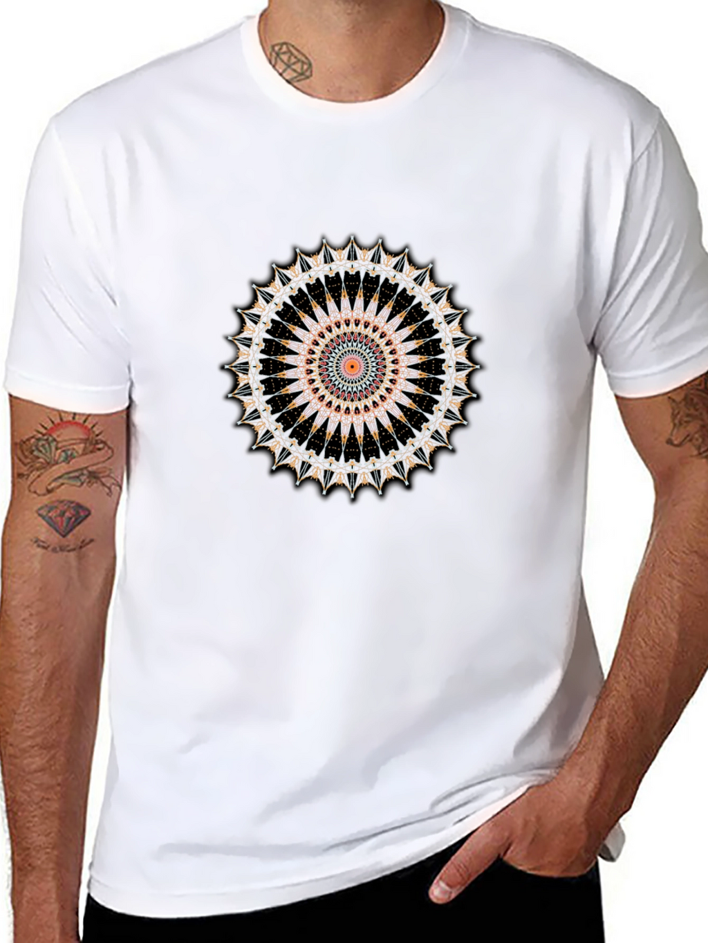 Mandala Graphic Tee - Stylish Mens Black T-Shirt