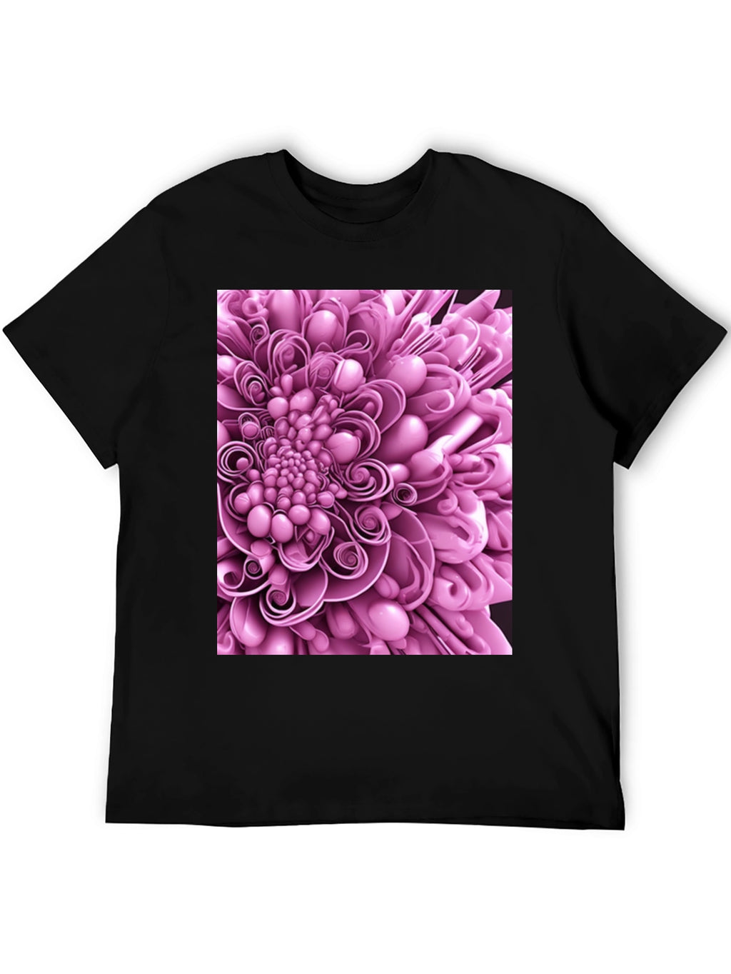 Abstract Flower Graphic Print Black T-Shirt