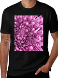 Abstract Flower Graphic Print Black T-Shirt