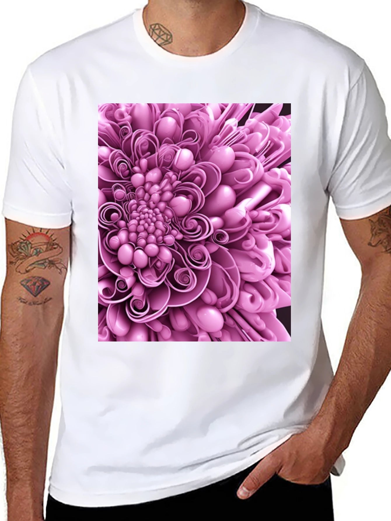 Abstract Flower Graphic Print Black T-Shirt