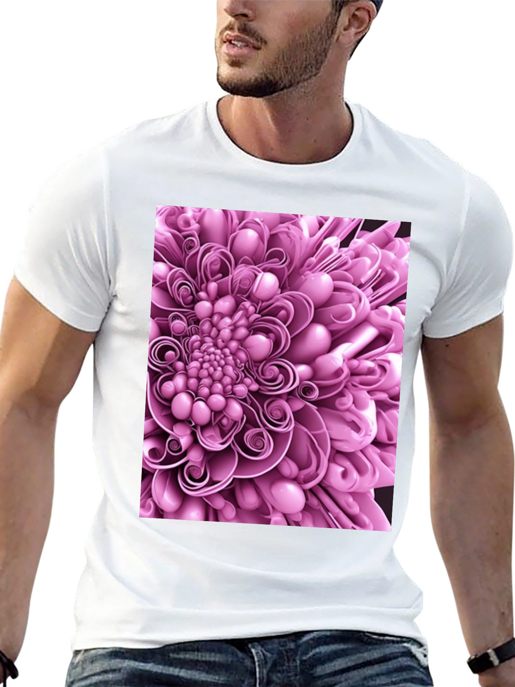 Abstract Flower Graphic Print Black T-Shirt