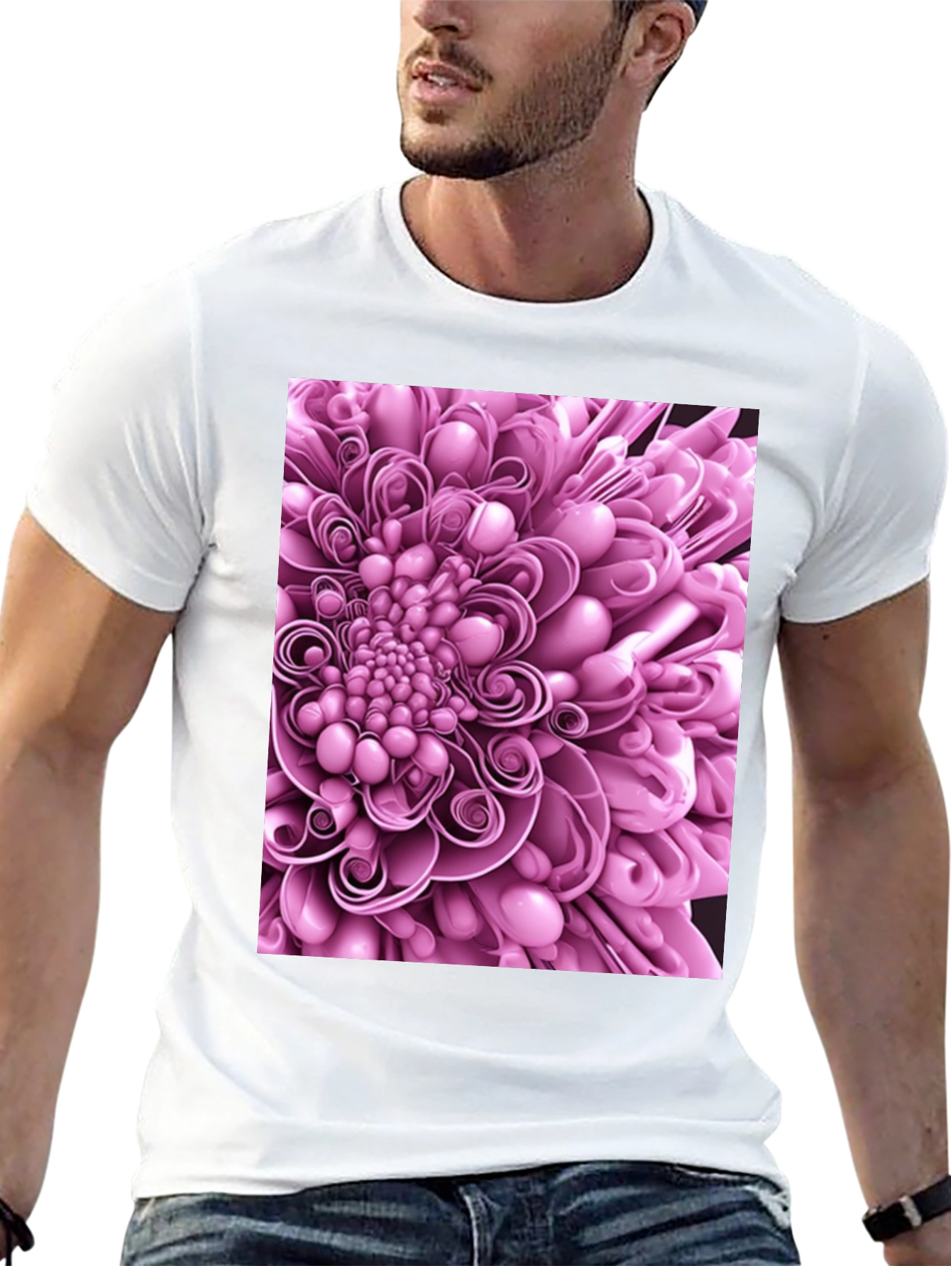 Abstract Flower Graphic Print Black T-Shirt