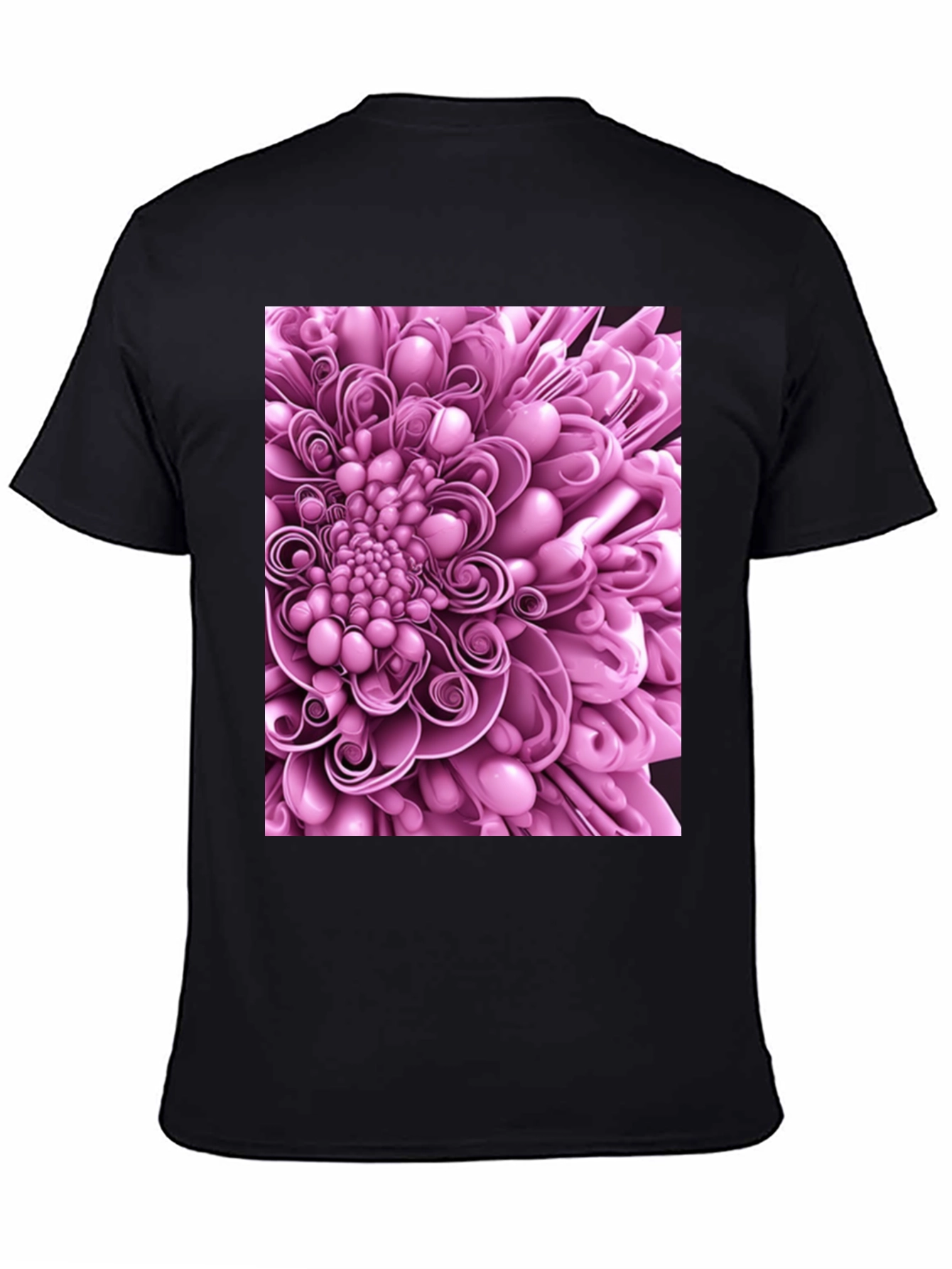 Abstract Flower Graphic Print Black T-Shirt