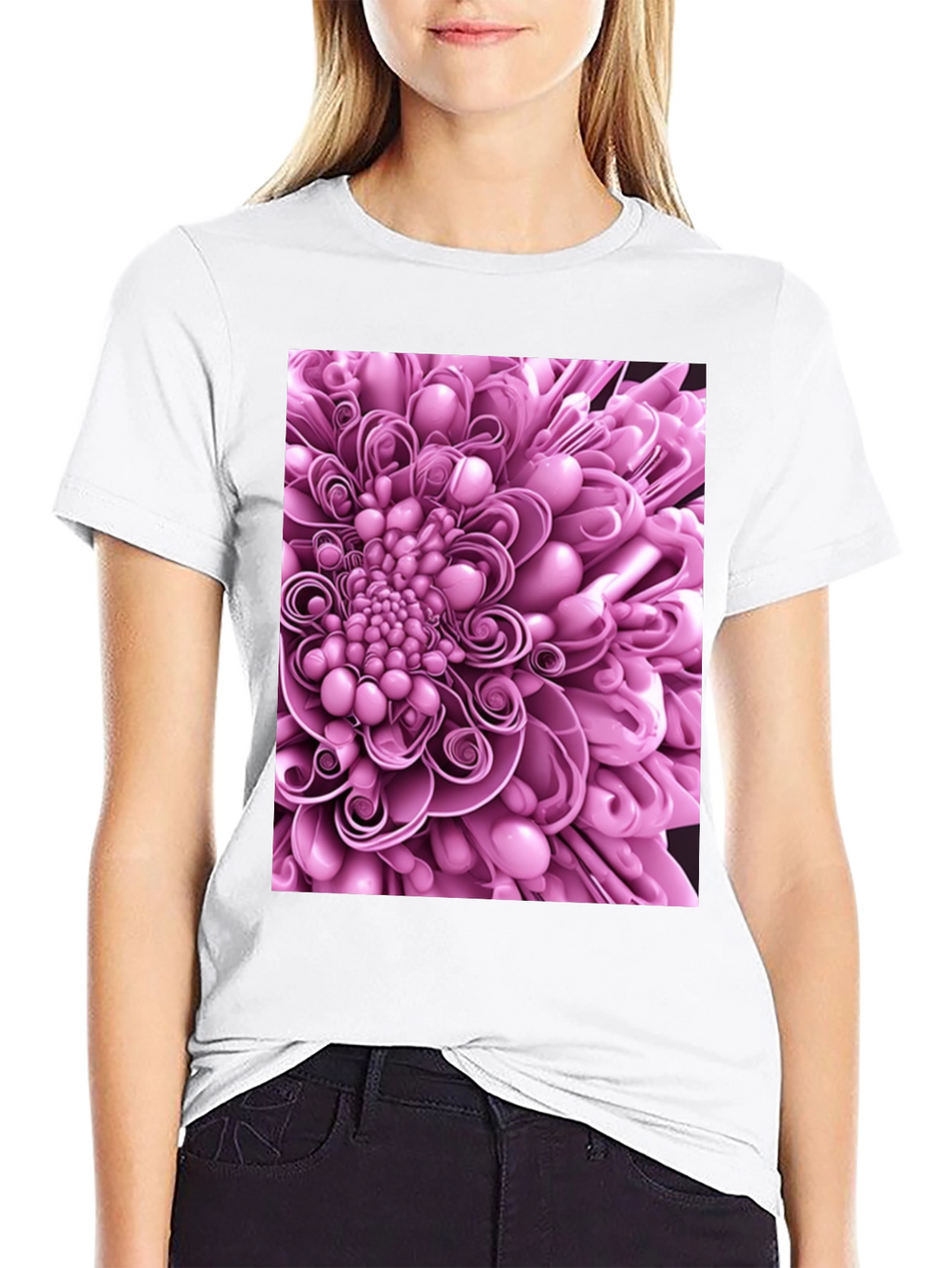 Abstract Flower Graphic Print Black T-Shirt