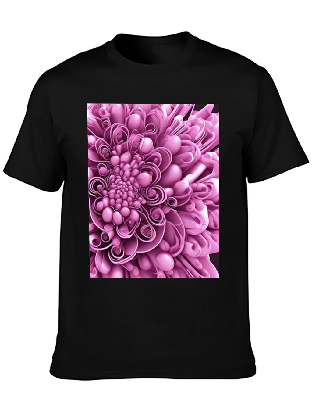Abstract Flower Graphic Print Black T-Shirt
