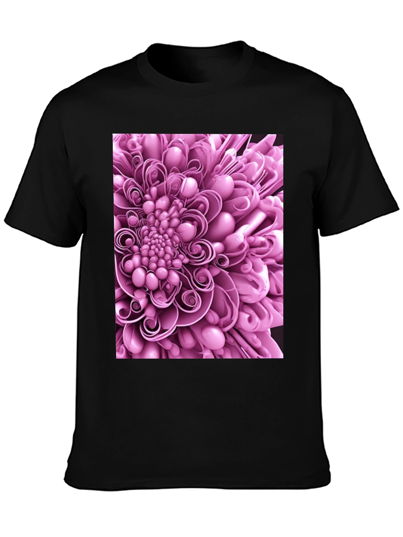 Abstract Flower Graphic Print Black T-Shirt