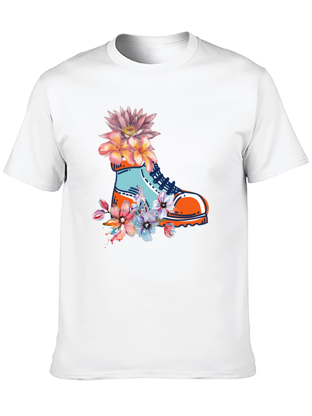 Floral Boot Print Black T-Shirt