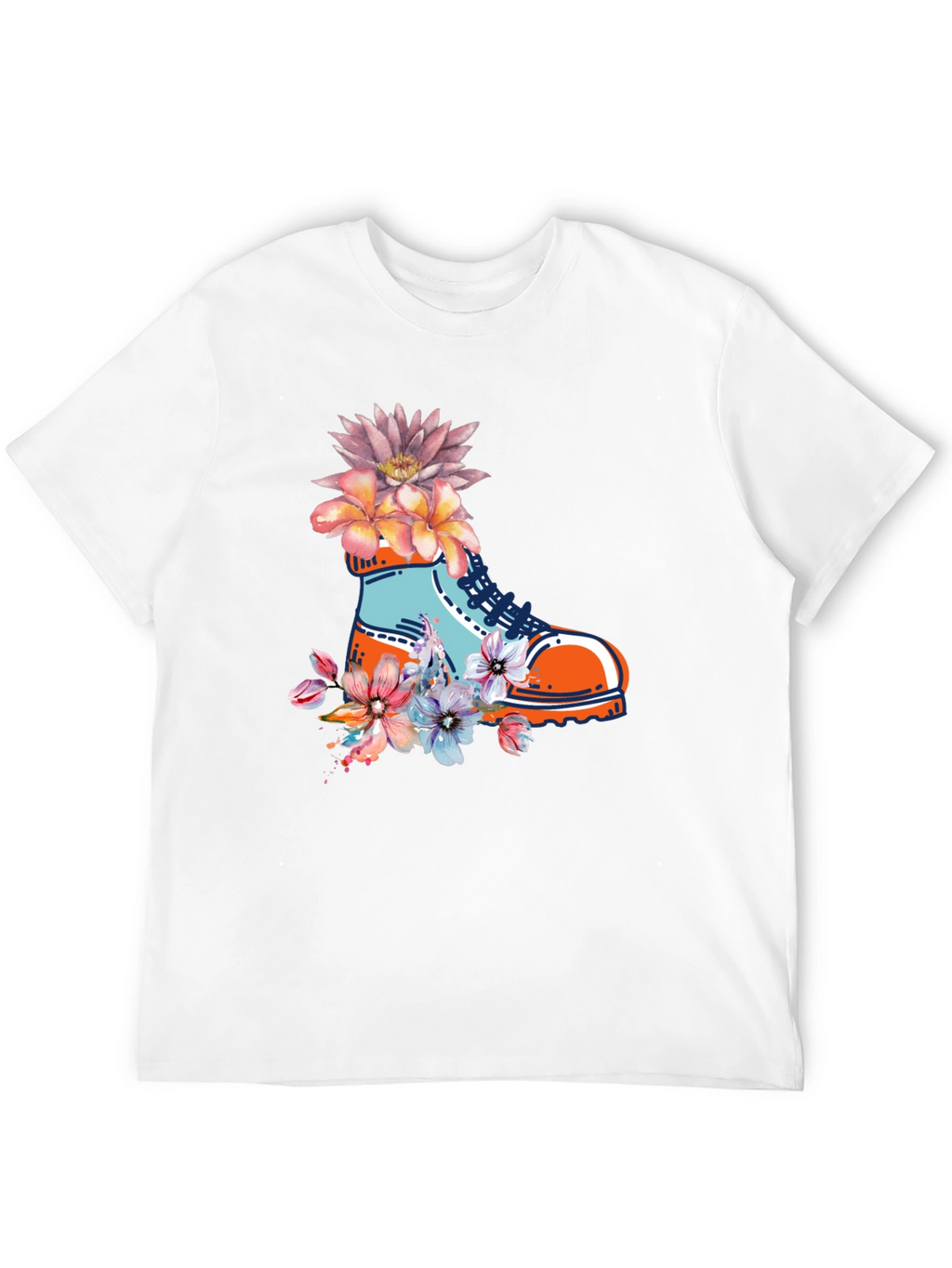 Floral Boot Print Black T-Shirt