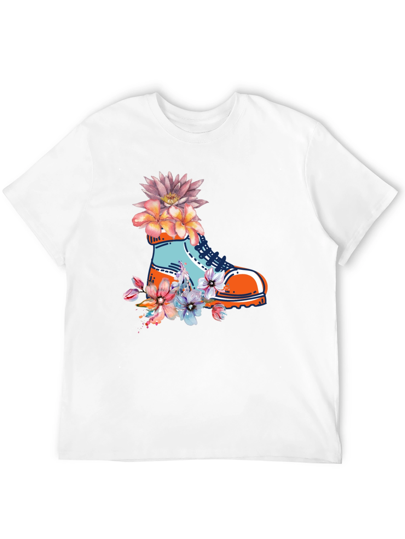 Floral Boot Print Black T-Shirt