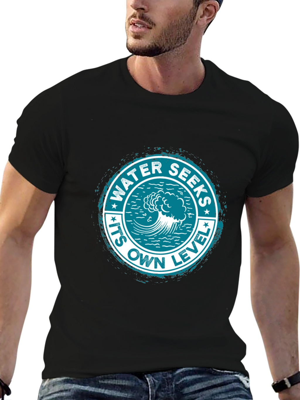 Water Seeks Its Own Level Graphic Tee - Black