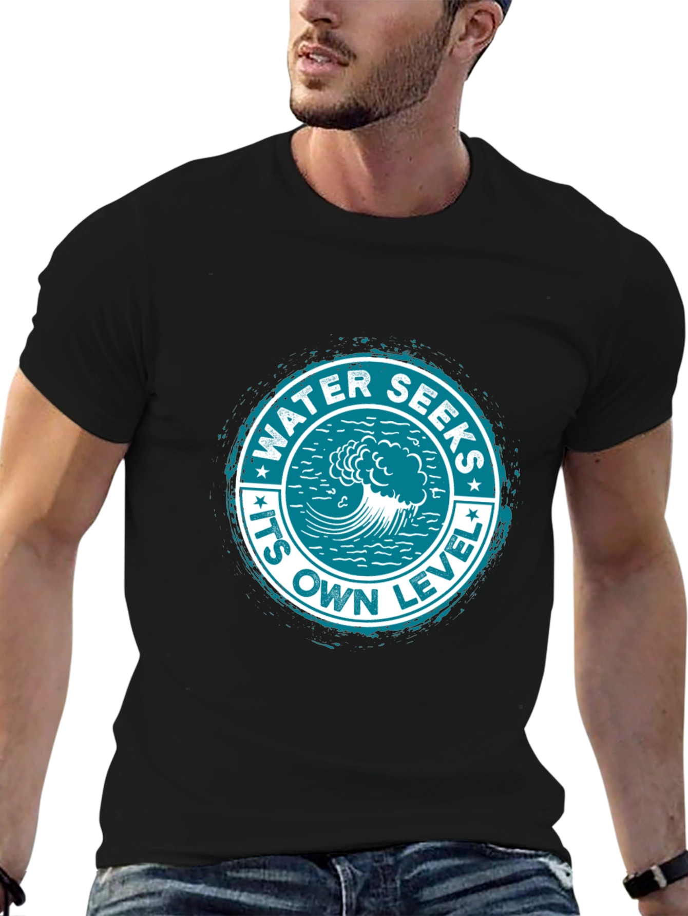 Water Seeks Its Own Level Graphic Tee - Black