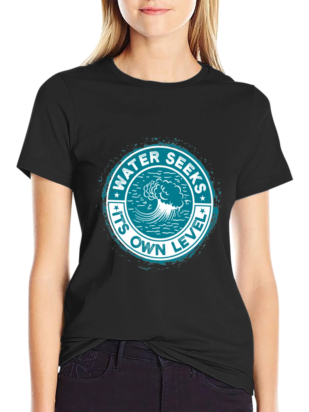 Water Seeks Its Own Level Graphic Tee - Black