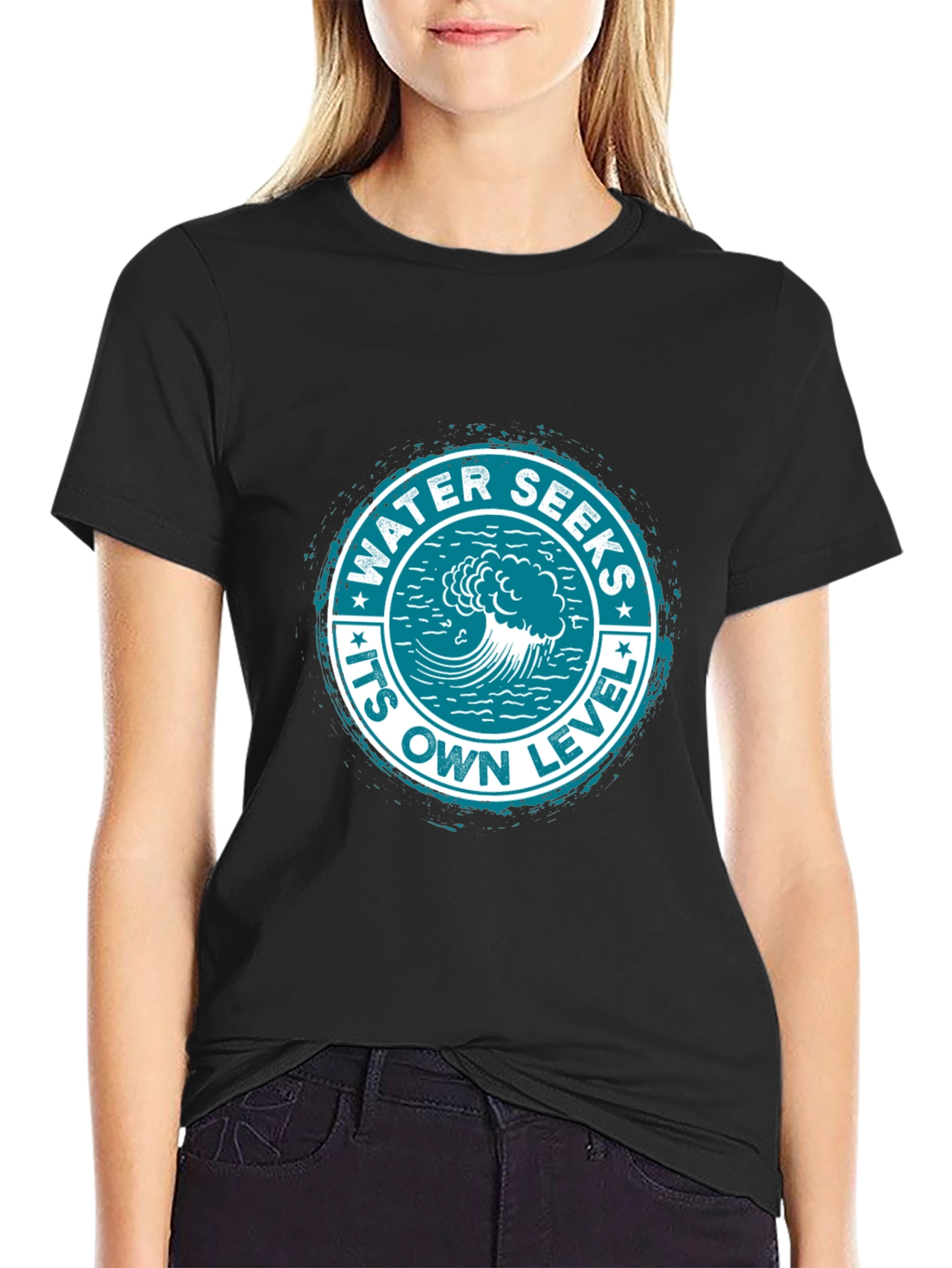 Water Seeks Its Own Level Graphic Tee - Black