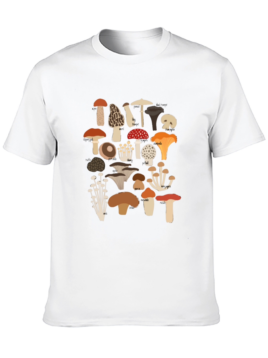 Mushroom Print Tee - Nature Lovers Black T-Shirt