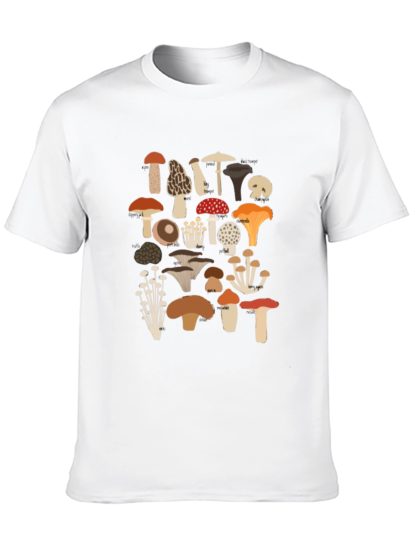 Mushroom Print Tee - Nature Lovers Black T-Shirt