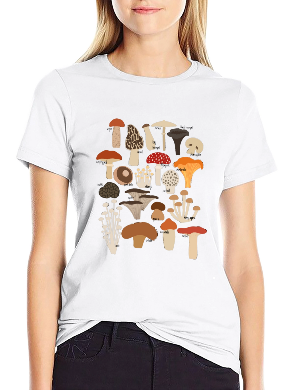 Mushroom Print Tee - Nature Lovers Black T-Shirt