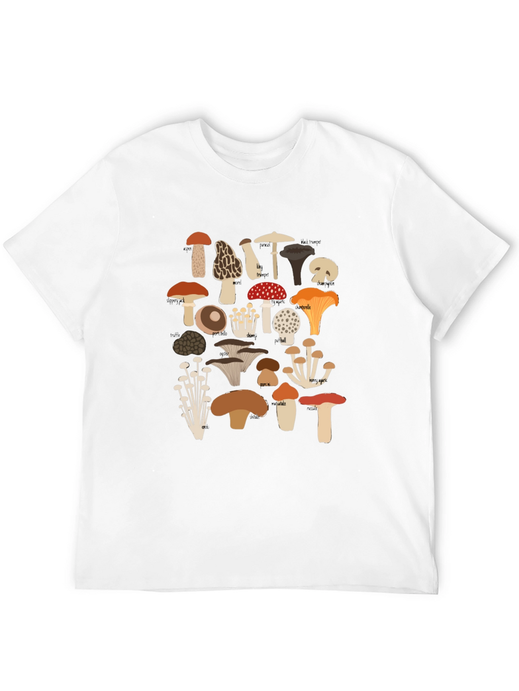 Mushroom Print Tee - Nature Lovers Black T-Shirt