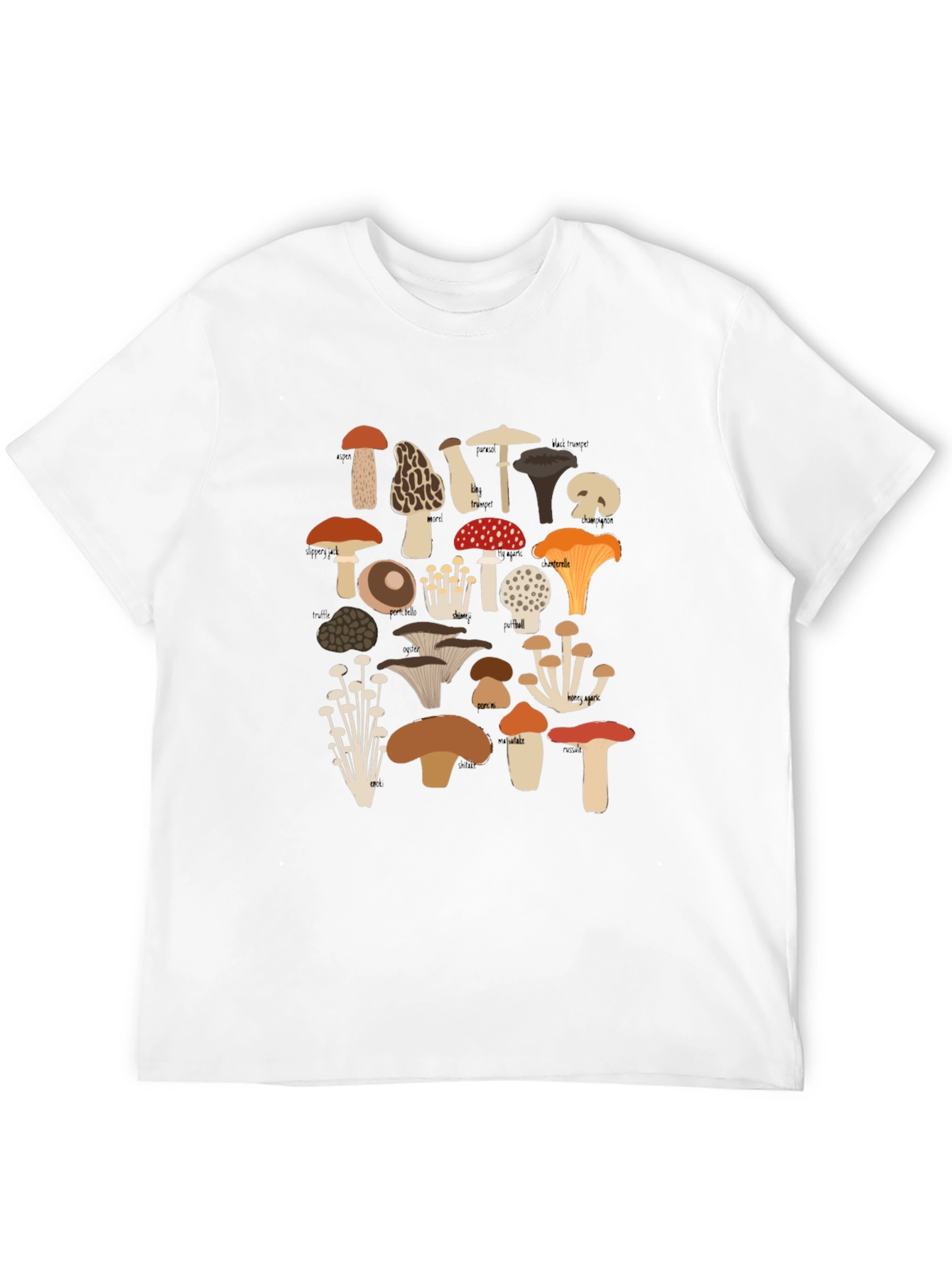 Mushroom Print Tee - Nature Lovers Black T-Shirt