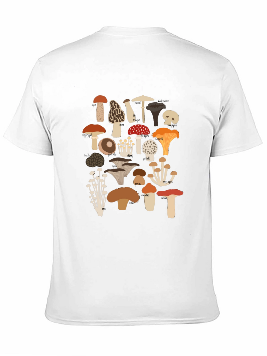 Mushroom Print Tee - Nature Lovers Black T-Shirt