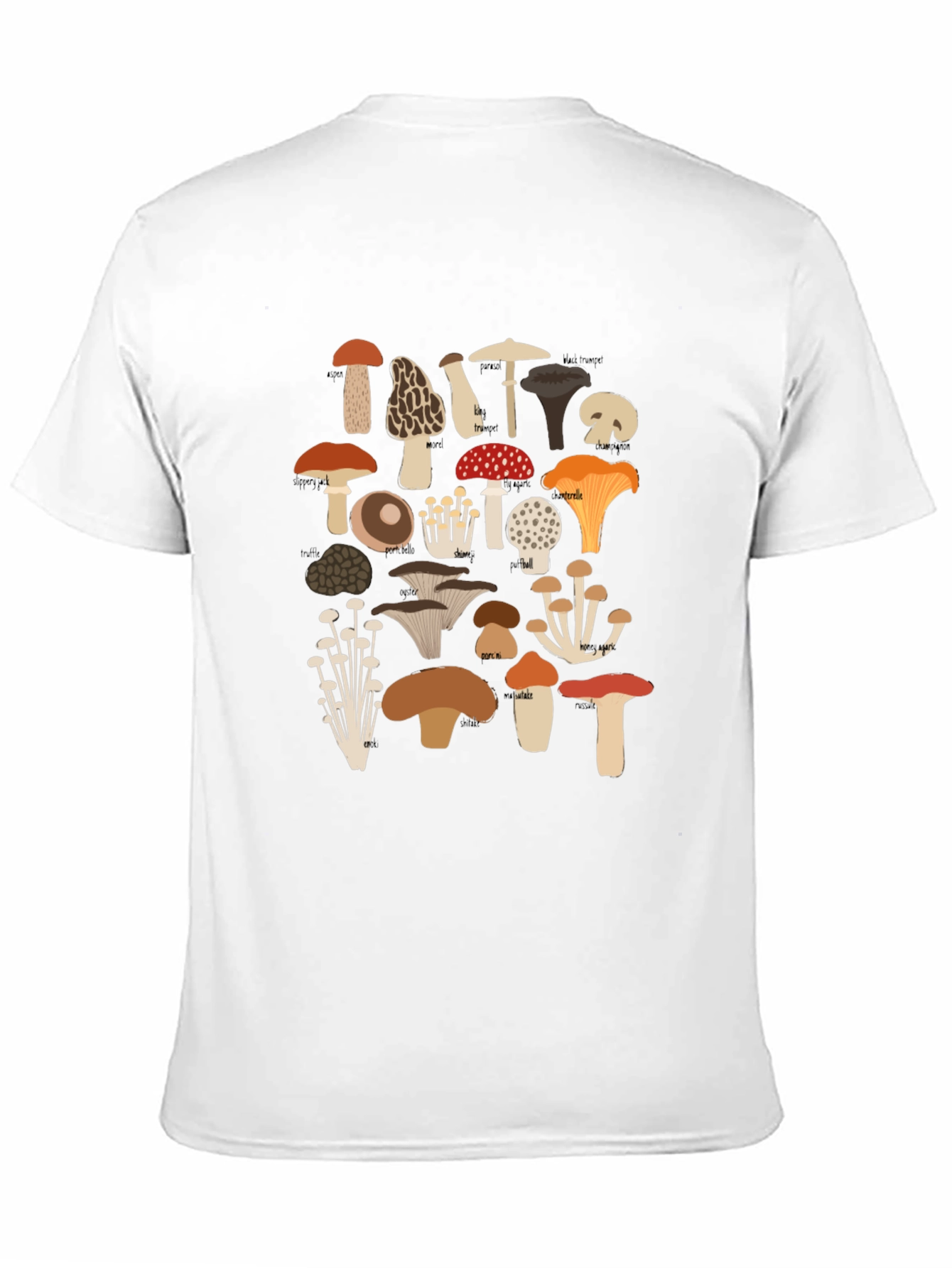 Mushroom Print Tee - Nature Lovers Black T-Shirt