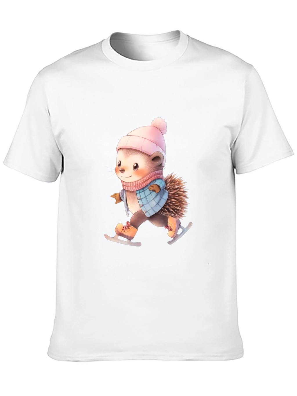 Skating Hedgehog T-Shirt - Winter Cute Animal