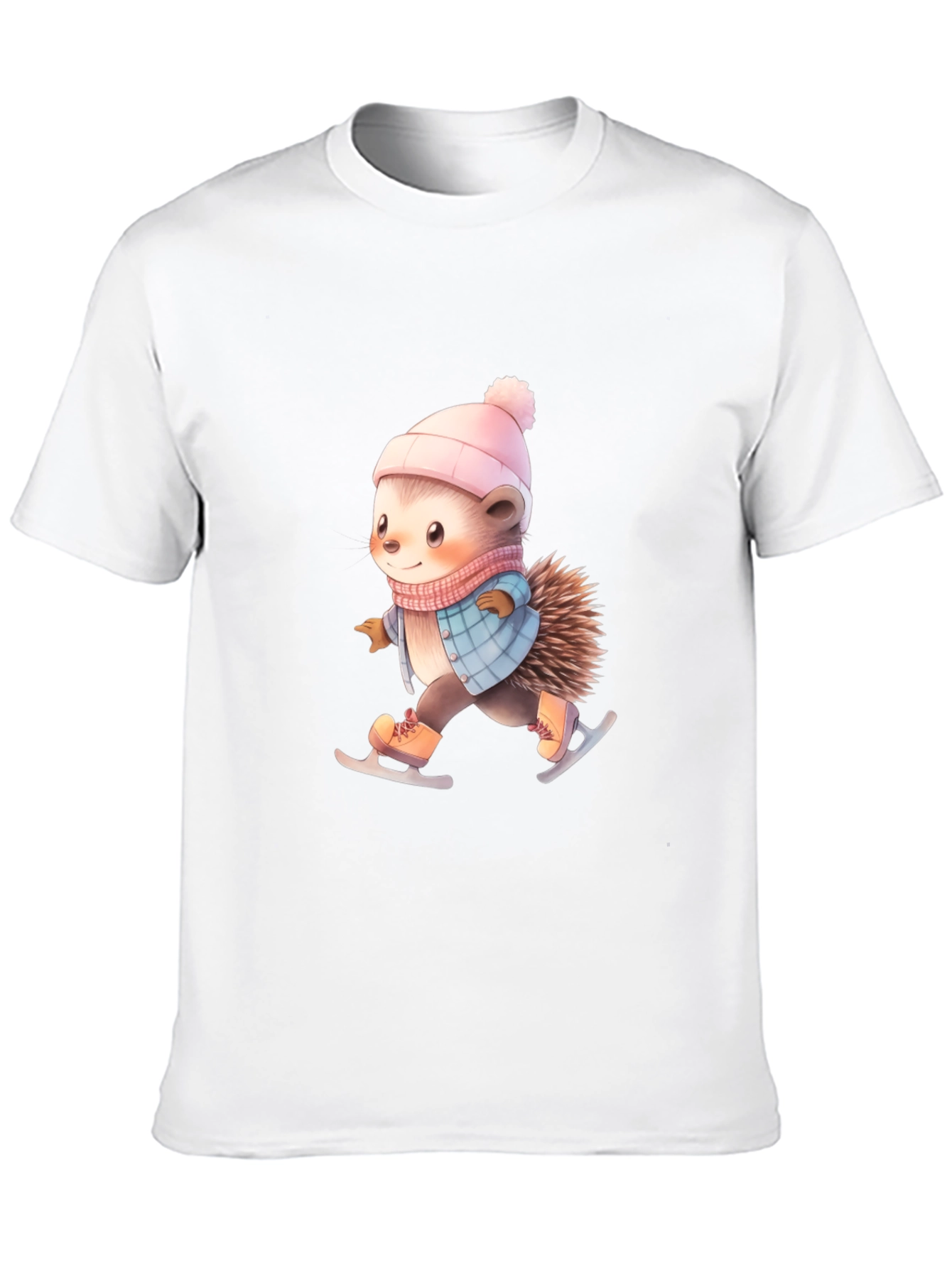 Skating Hedgehog T-Shirt - Winter Cute Animal