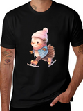 Skating Hedgehog T-Shirt - Winter Cute Animal