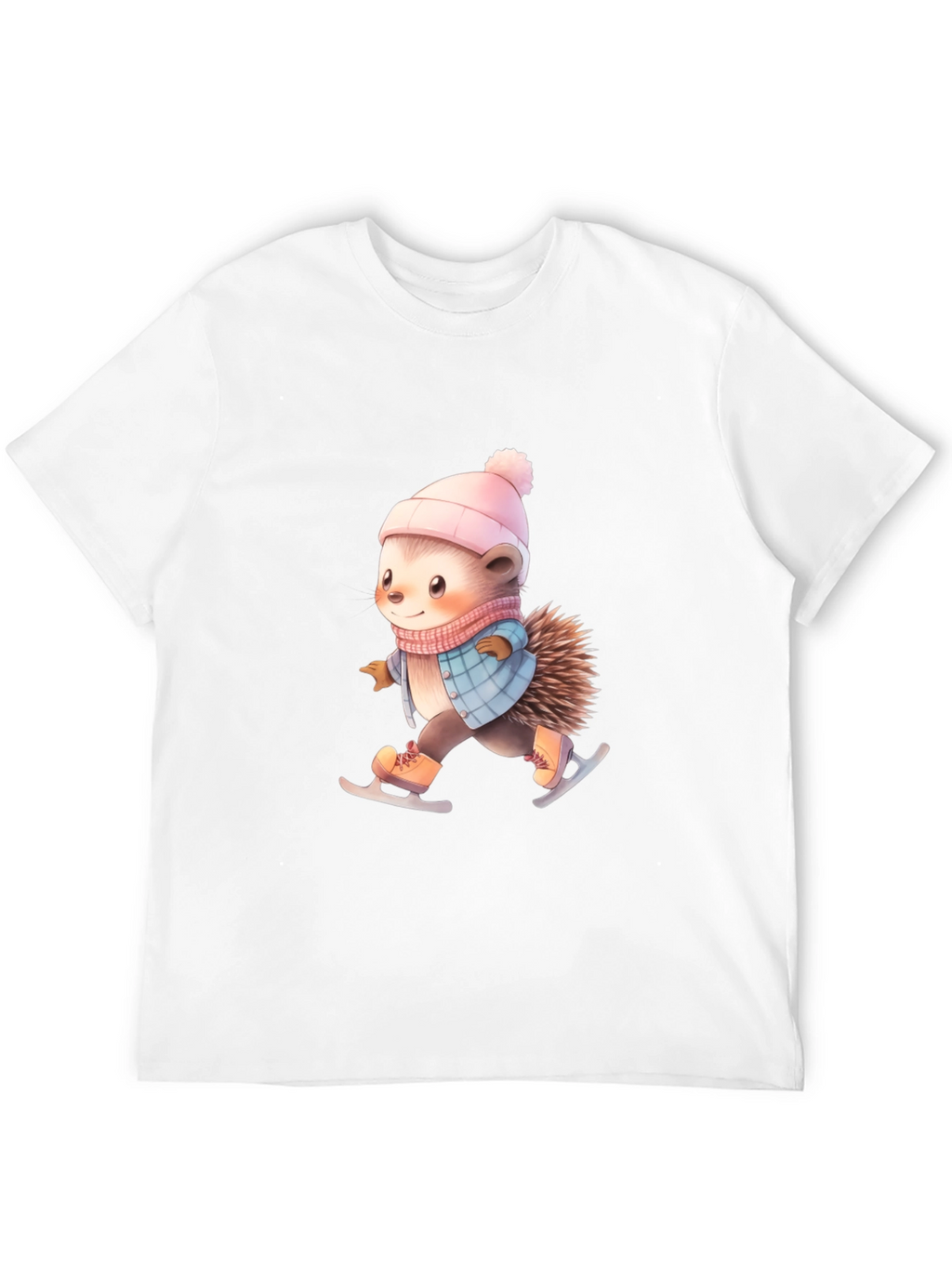 Skating Hedgehog T-Shirt - Winter Cute Animal