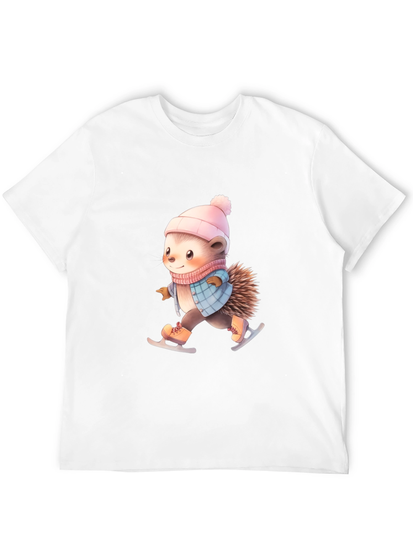 Skating Hedgehog T-Shirt - Winter Cute Animal