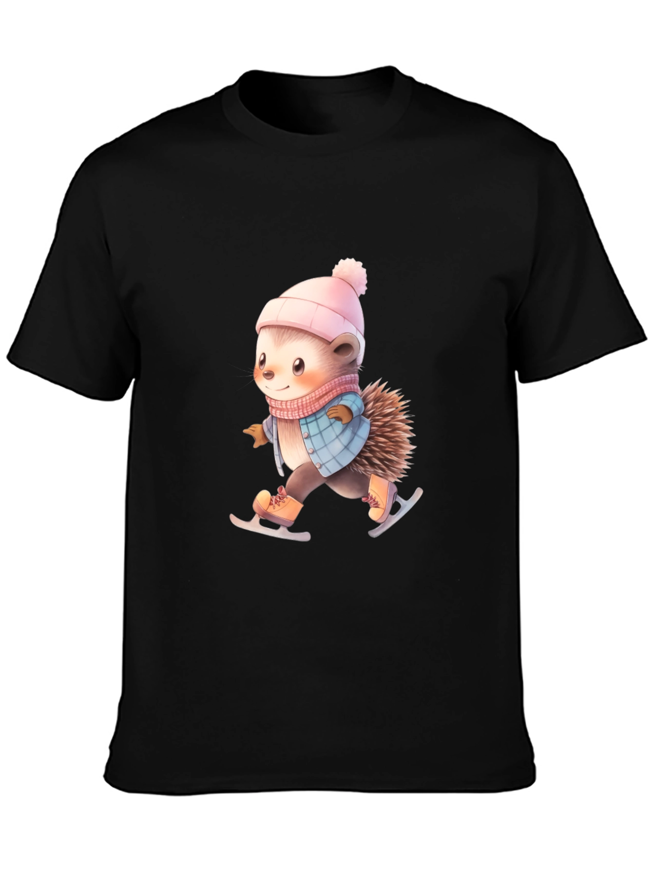 Skating Hedgehog T-Shirt - Winter Cute Animal