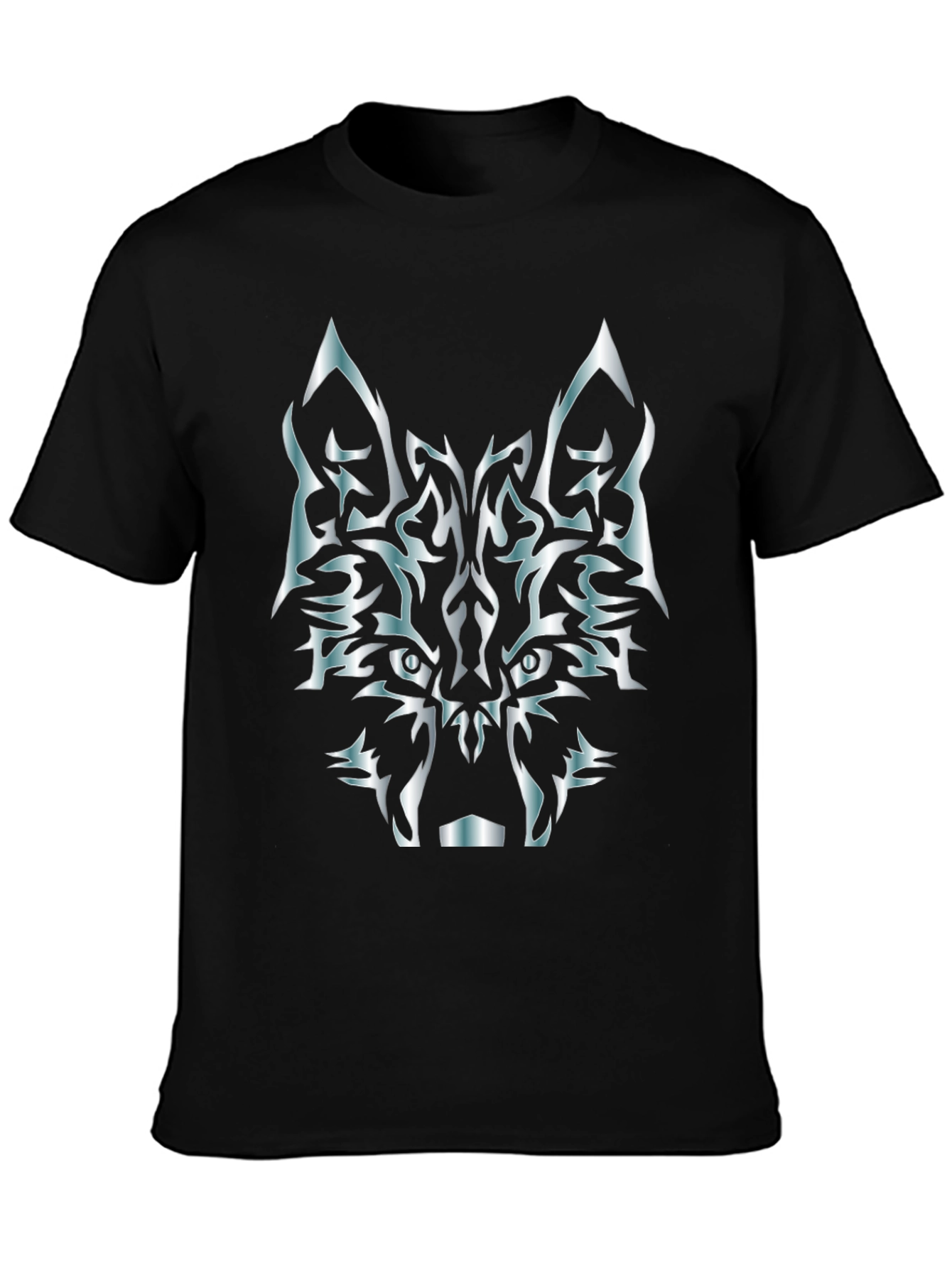 Tribal Wolf Graphic T-Shirt - Black