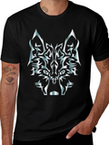 Tribal Wolf Graphic T-Shirt - Black