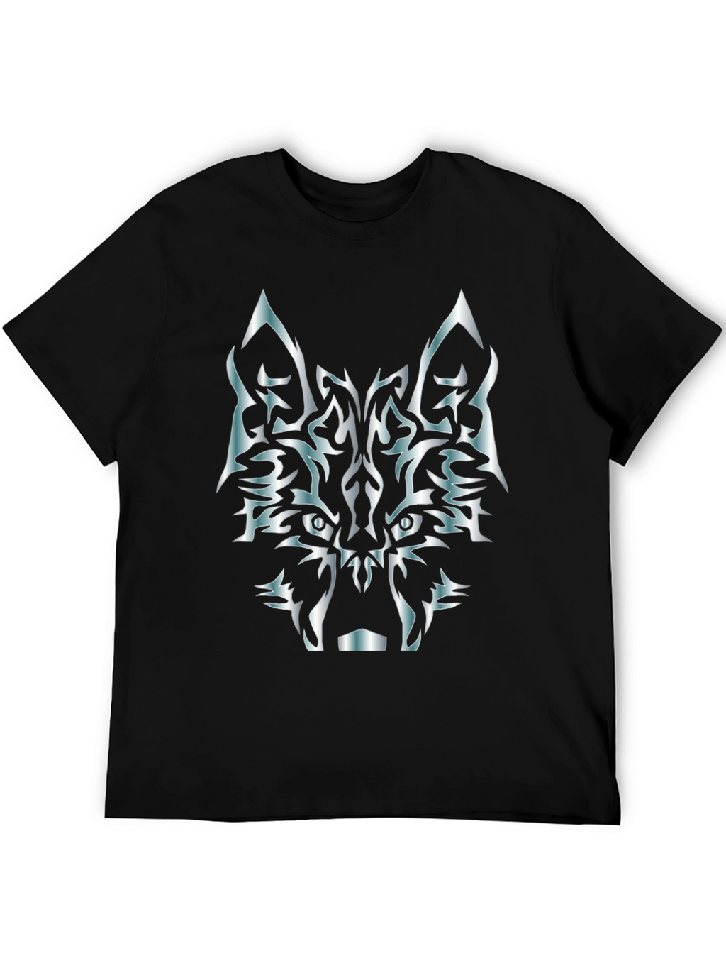 Tribal Wolf Graphic T-Shirt - Black