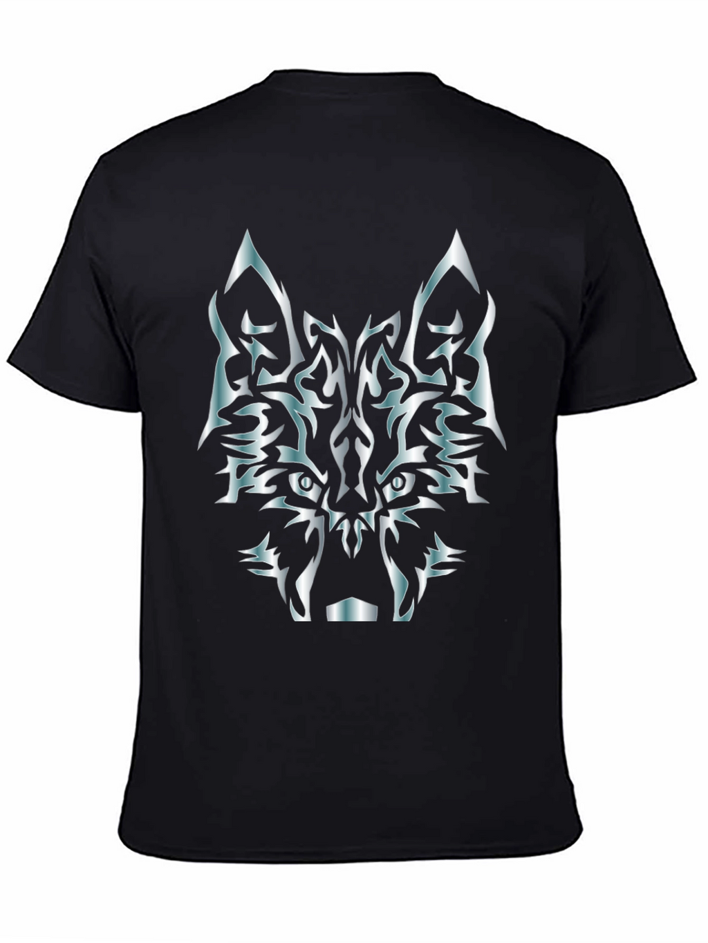 Tribal Wolf Graphic T-Shirt - Black