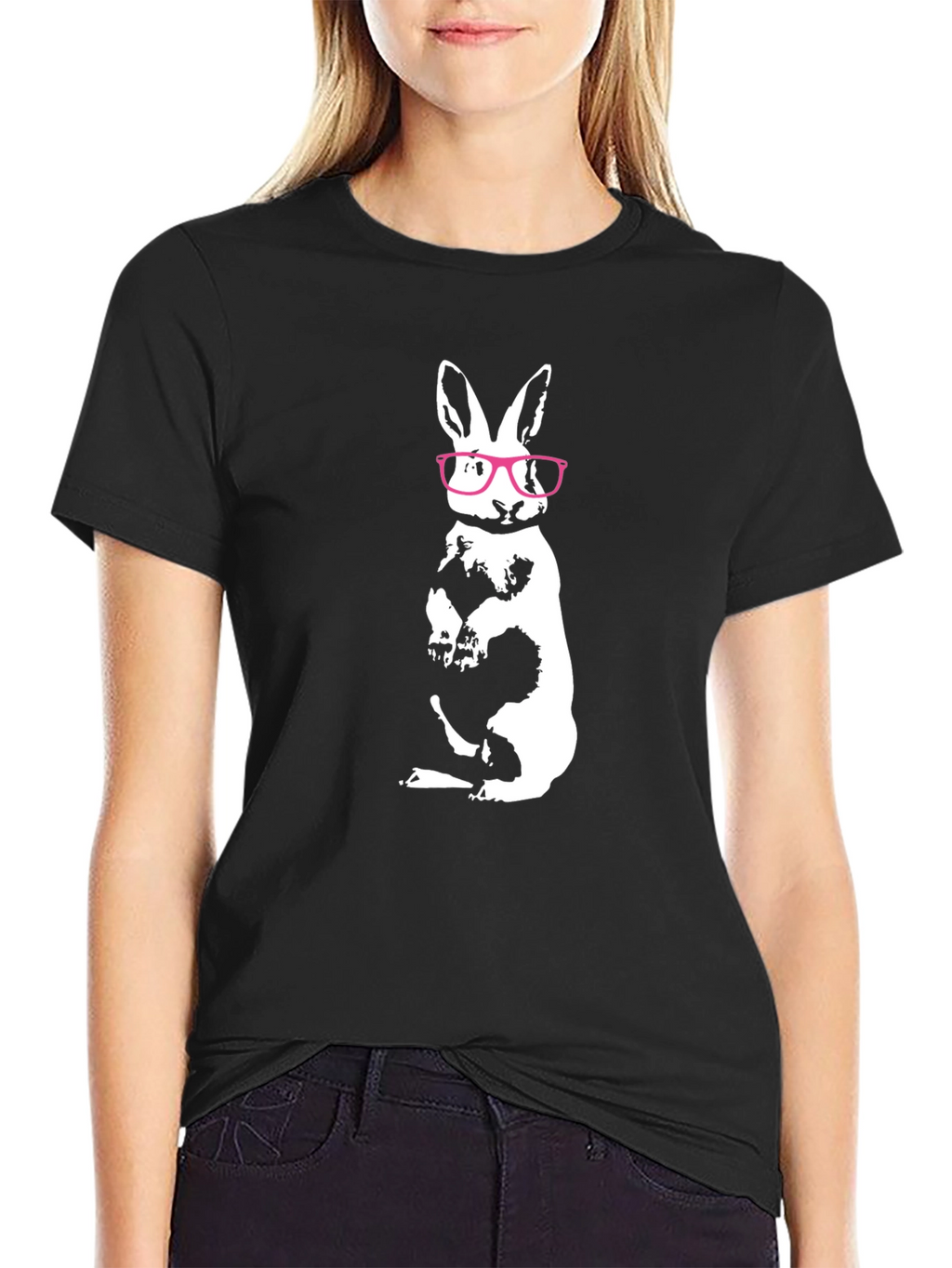 Cool Rabbit Tee - Black Cotton Graphic Shirt