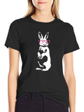 Cool Rabbit Tee - Black Cotton Graphic Shirt