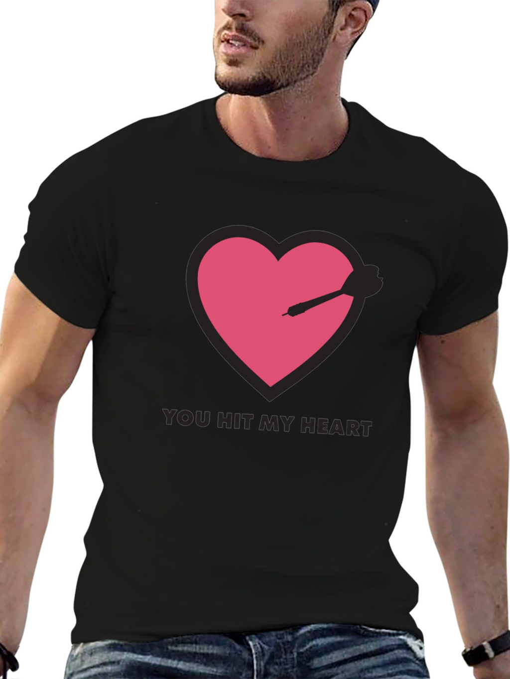 You Hit My Heart Black T-Shirt