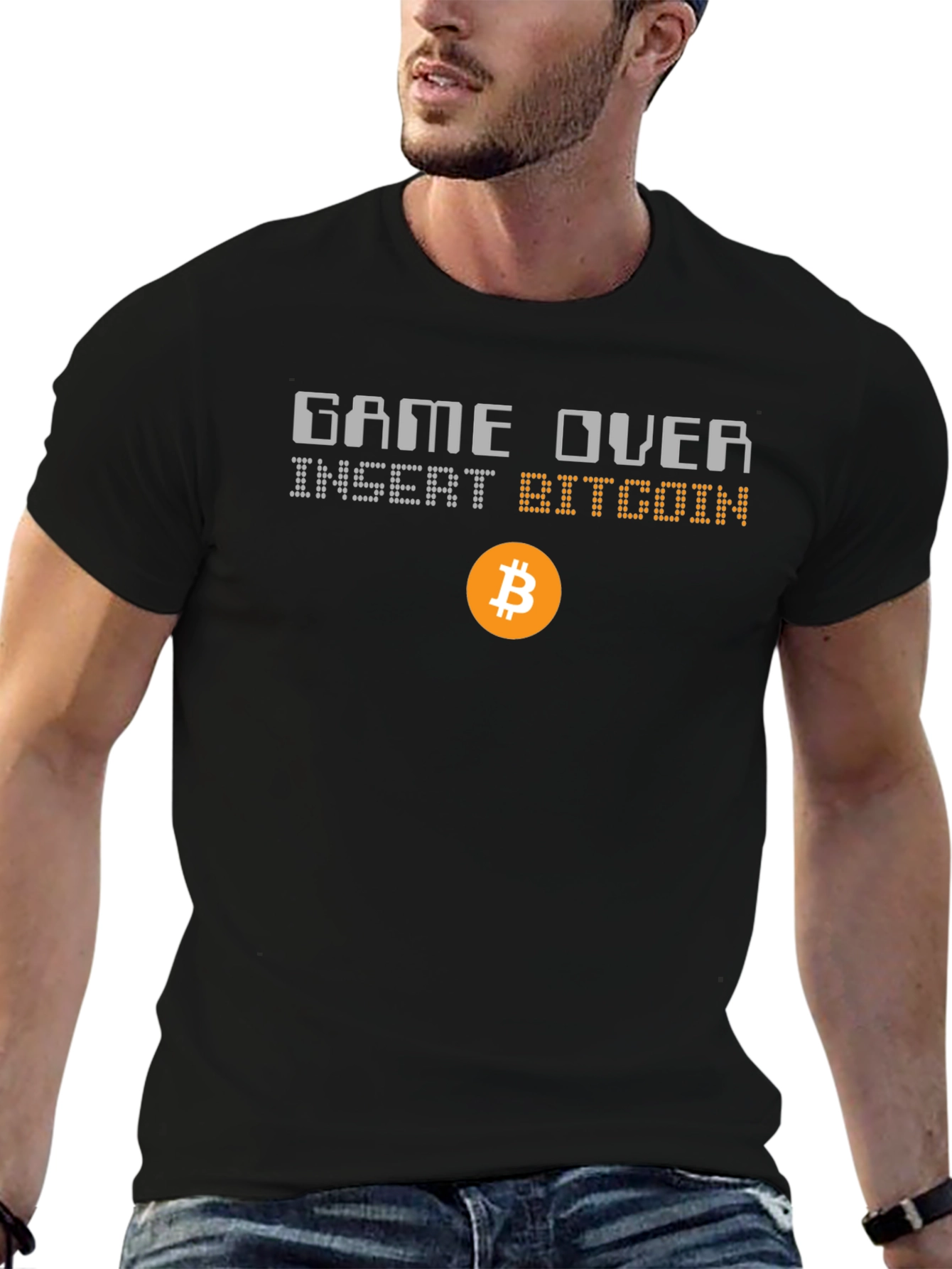 Game Over Insert Bitcoin Graphic T-Shirt