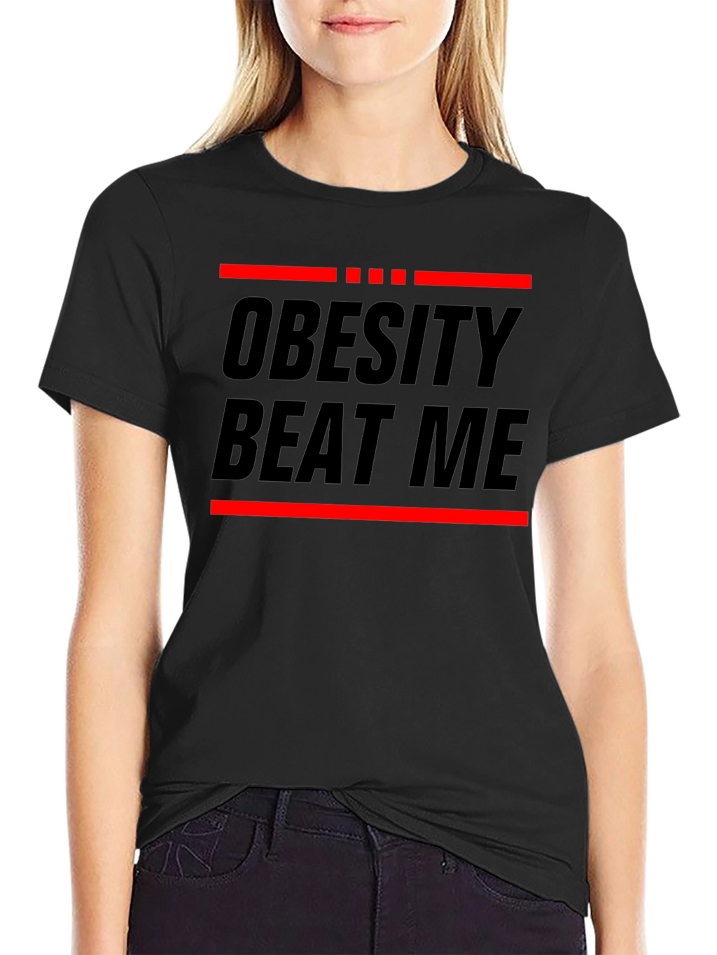 Obesity Beat Me Black Graphic Tee