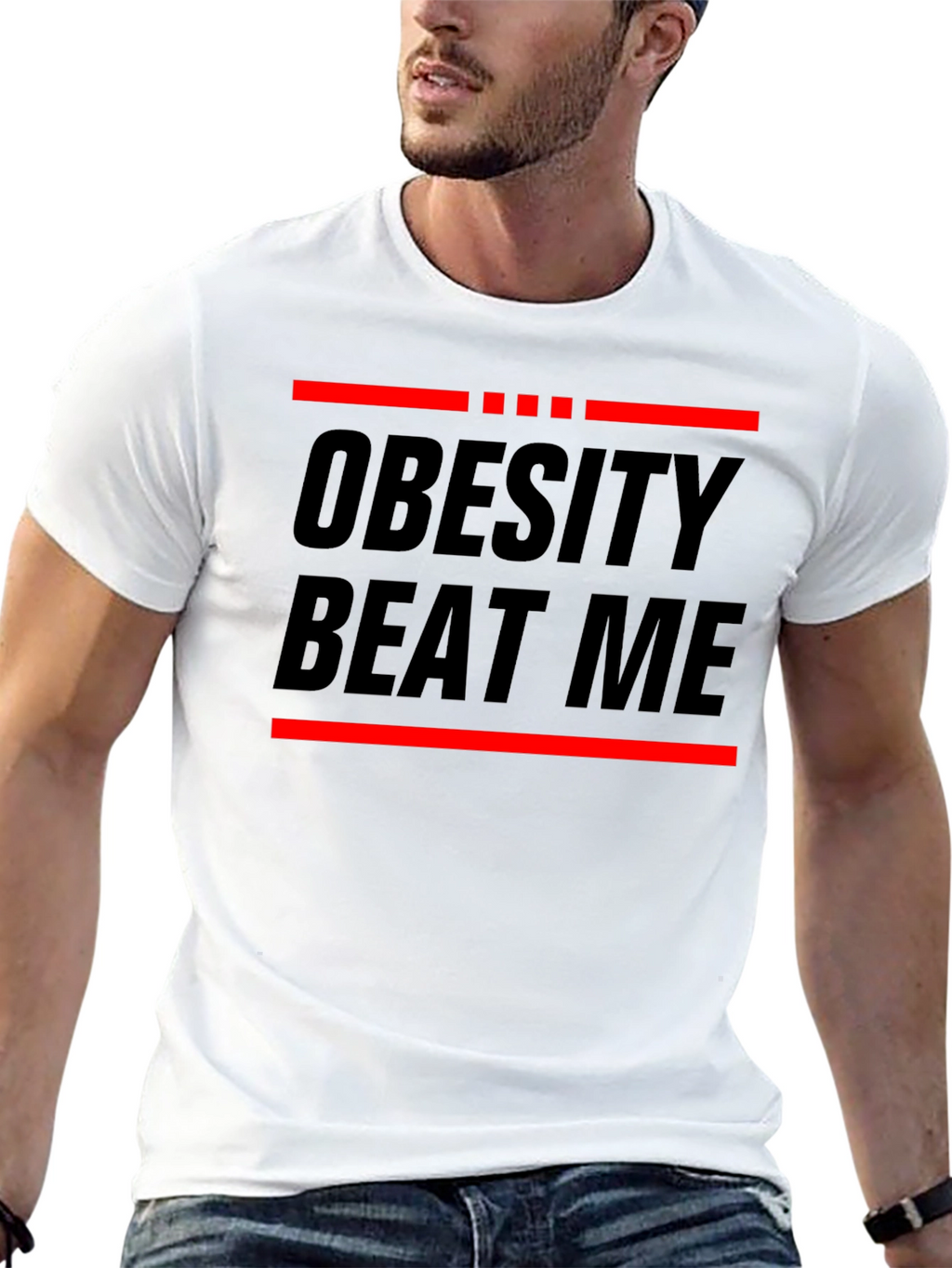 Obesity Beat Me Black Graphic Tee
