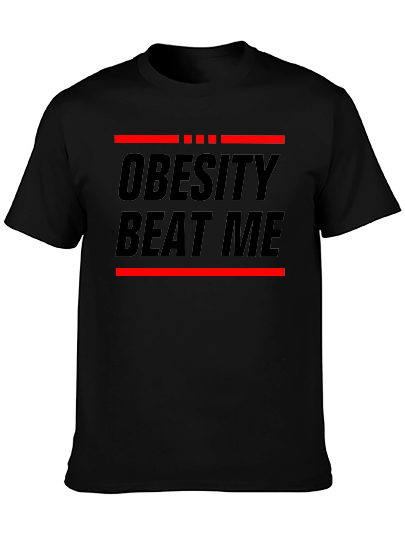 Obesity Beat Me Black Graphic Tee